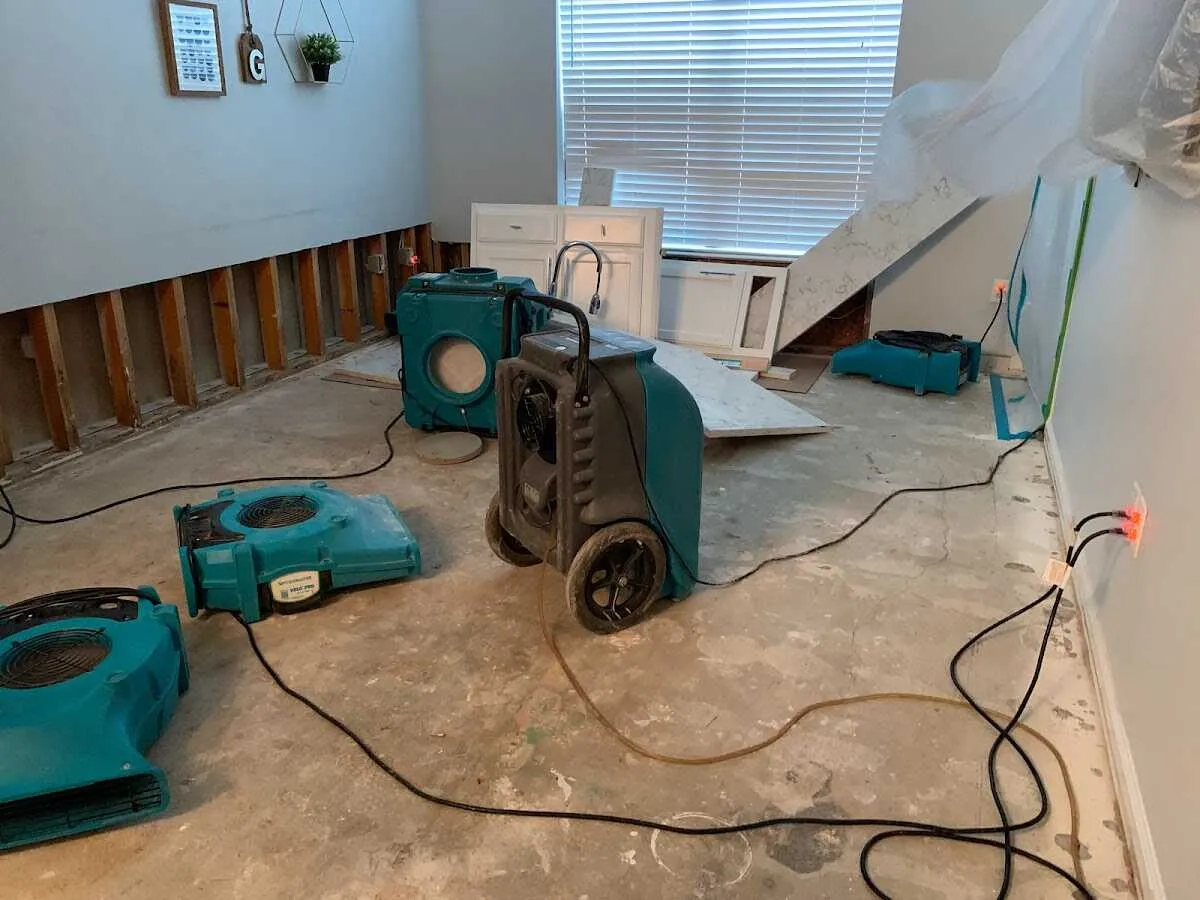 Dehumidifier in flood-cut room for Water Damage Restoration in Camp Verde